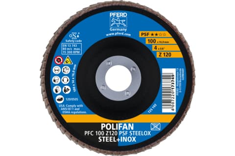 PFERD PFC 100 Z 120 PSF STEELOX/16.0, metalli, 15300 rpm, 10 cm, 10 kpl, 10 kpl