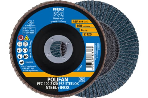 PFERD PFC 100 Z 120 PSF STEELOX/16.0, metalli, 15300 rpm, 10 cm, 10 kpl, 10 kpl