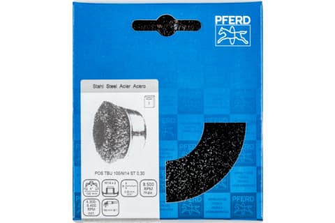 PFERD POS TBU 100/M14 ST 0,30, 10 cm, 10 cm, Stål, Støpejern, Tre, Plast, 8500 RPM, 523 g, 128 mm