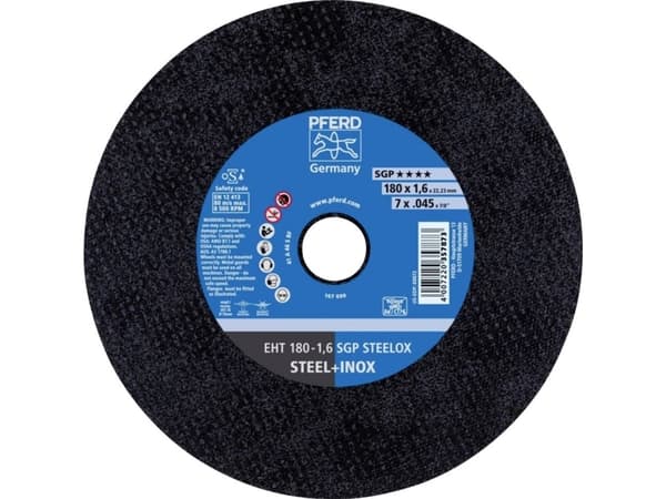 PFERD EHT 180-1,6 SGP STEELOX, Terästä, Ruostumaton teräs, PFERD, 2,22 cm, 18 cm, 8500 RPM, 25 kpl