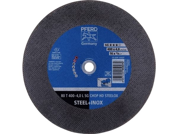 PFERD 4007220950272, Metallkuttende skive, Metall, 3800 RPM, Sort, Blå, 40 cm, 4 mm
