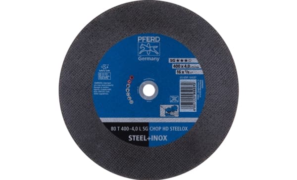 PFERD 4007220950272, Metallkuttende skive, Metall, 3800 RPM, Sort, Blå, 40 cm, 4 mm