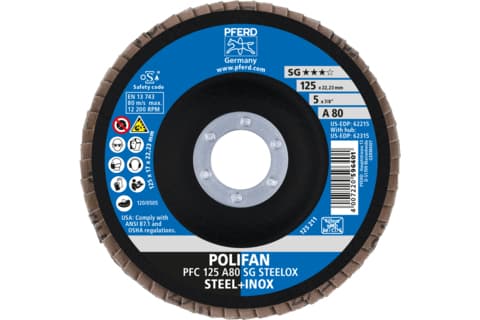 PFERD PFC 125 A 80 SG STEELOX, Metall, 12200 RPM, 12,5 cm, 10 stykker