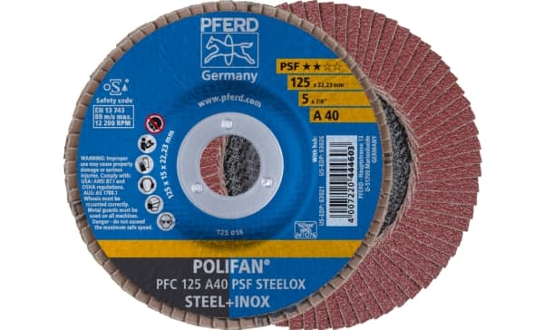 PFERD PFC 125 A 40 PSF STEELOX, Metall, 12200 RPM, 12,5 cm, 10 stykker
