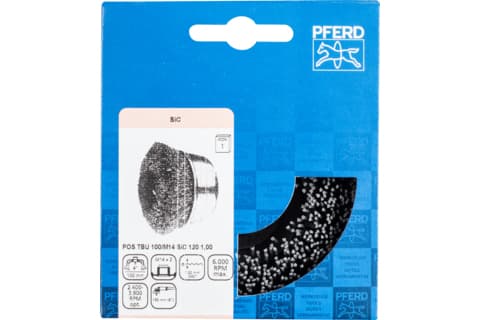 PFERD POS TBU 100/M14 SiC 120 1,00, 10 cm, 10 cm, Stål, Støpejern, Ikke-jernholdig metall, Bronse, Rustfritt stål, Tre, Plast, Aluminium, 6000 RPM