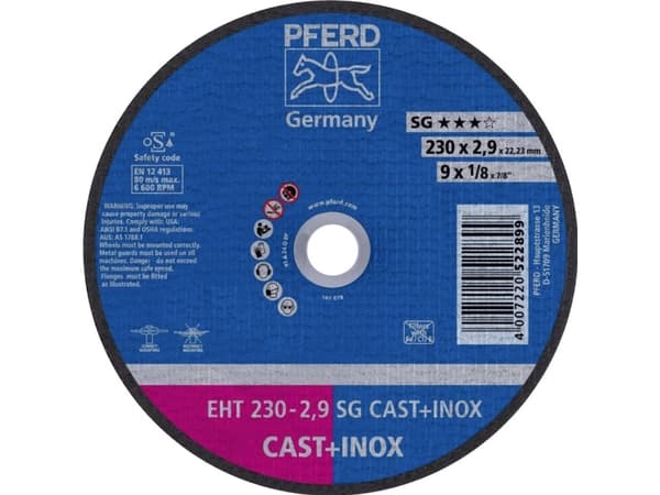 PFERD EHT 230-2,9 SG CAST+INOX, Stål, Gjutjärn, Rostfritt stål, PFERD, 2,22 cm, 23 cm, 6600 RPM, 25 styck