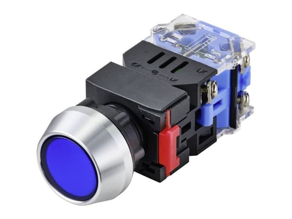 TRU COMPONENTS TC-9428116 LAS0-L-11/B/12V Painonappi 250 V 5 A 1 x Off/(On) Painonappi Sininen IP40 1 kpl 1 kpl