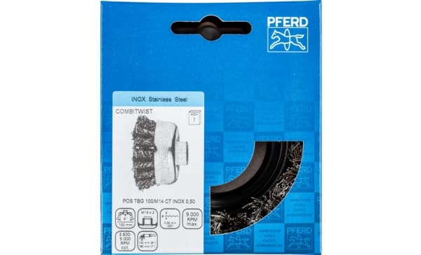 PFERD POS TBG 100/M14 CT INOX 0,50, 10 cm, 10 cm, Stål, Icke-järnmetaller, brons, Rostfritt stål, Gjuten aluminium, 9000 RPM