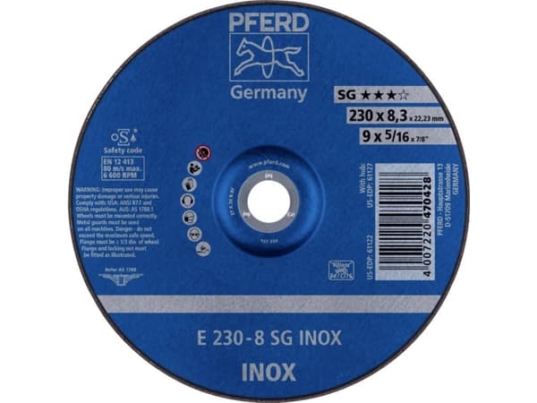 PFERD E 230-8 SG INOX, Metall, 6600 RPM, 23 cm, 8,3 mm, 10 styck