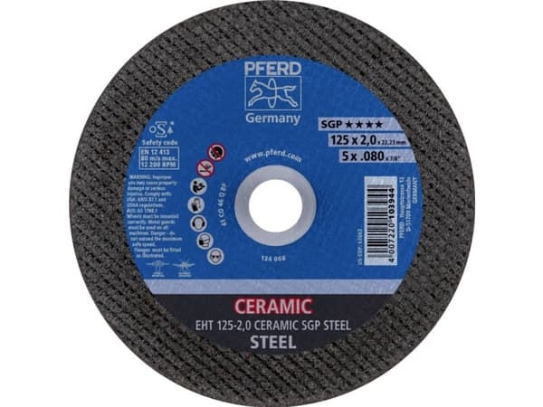 PFERD EHT 125-2,0 CERAMIC SGP STEEL, Terästä, PFERD, 2,22 cm, 12,5 cm, 12200 RPM, 25 kpl