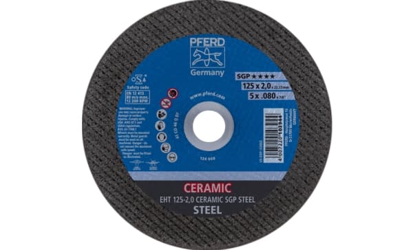PFERD EHT 125-2,0 CERAMIC SGP STEEL, Terästä, PFERD, 2,22 cm, 12,5 cm, 12200 RPM, 25 kpl