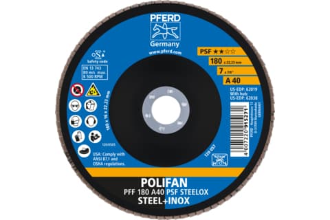 PFERD PFF 180 A 40 PSF STEELOX, Metalli, 8500 rpm, 18 cm, 10 kpl