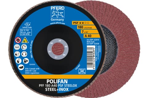 PFERD PFF 180 A 40 PSF STEELOX, Metall, 8500 RPM, 18 cm, 10 stykker