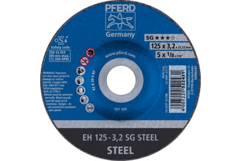 PFERD EH 125-3,2 SG STEEL, Stål, PFERD, 2,22 cm, 12,5 cm, 12200 RPM, 25 stykker