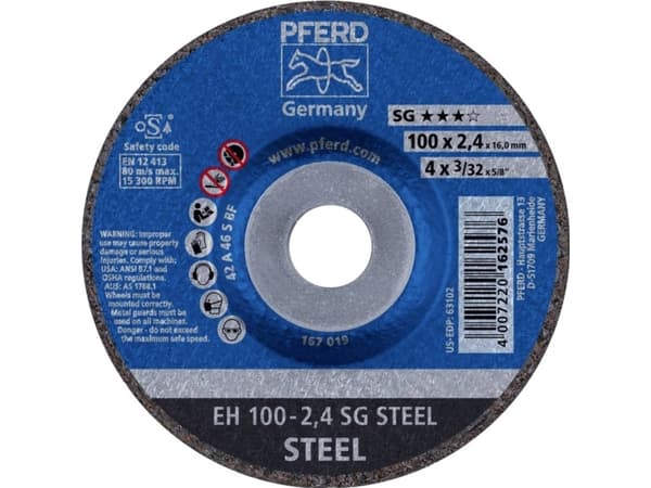 PFERD EH 100-2,4 SG STEEL/16,0, Stål, PFERD, 1,6 cm, 10 cm, 15300 RPM, 25 styck