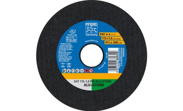 PFERD EHT 115-1,0 PSF ALU+STONE, valurauta, Kirjometalli, Muovi, Alumiini, PFERD, 2,22 cm, 11,5 cm, 13300 RPM, 25 kpl