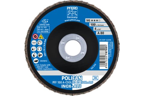 PFERD PFF 100 A-COOL 80 SG INOX+ALU/16,0, Metall, 15300 RPM, 10 cm, 10 stykker