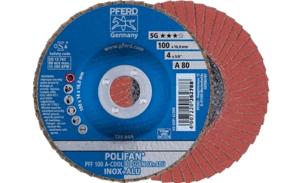 PFERD PFF 100 A-COOL 80 SG INOX+ALU/16,0, Metall, 15300 RPM, 10 cm, 10 stykker