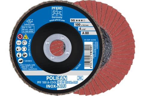 PFERD PFF 100 A-COOL 80 SG INOX+ALU/16,0, Metall, 15300 RPM, 10 cm, 10 stykker