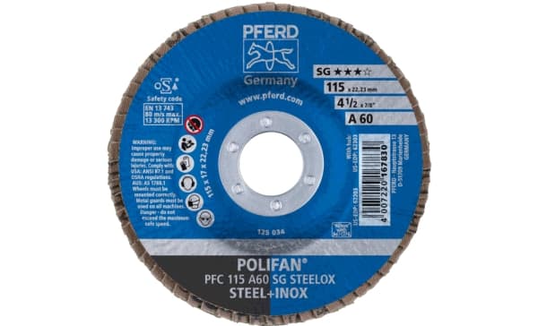 PFERD PFC 115 A 60 SG STEELOX, metalli, 13300 rpm, 11,5 cm, 10 kpl PFERD PFC 115 A 60 SG STEELOX, metalli, 13300 rpm, 11,5 cm, 10 kpl