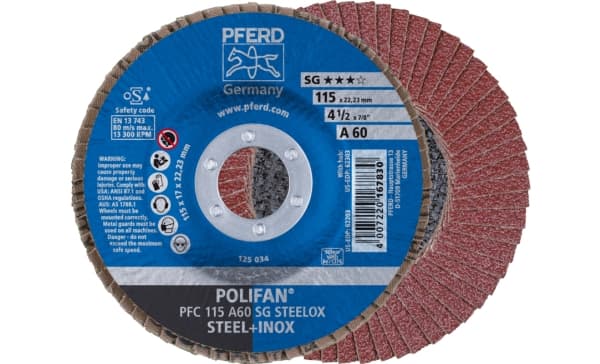 PFERD PFC 115 A 60 SG STEELOX, metalli, 13300 rpm, 11,5 cm, 10 kpl PFERD PFC 115 A 60 SG STEELOX, metalli, 13300 rpm, 11,5 cm, 10 kpl