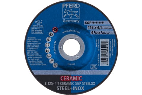 PFERD E 125-4,1 CERAMIC SGP STEELOX, Metalli, 12200 RPM, 12,5 cm, 4,1 mm, 10 kpl