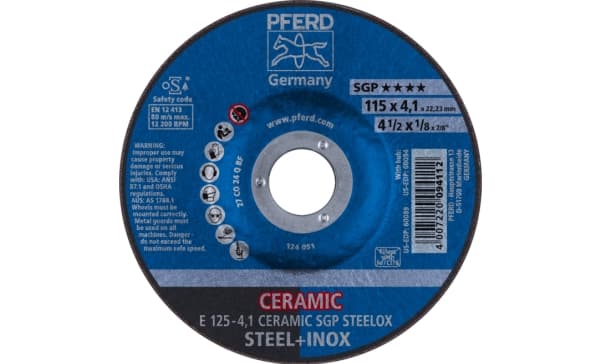 PFERD E 125-4,1 CERAMIC SGP STEELOX, Metalli, 12200 RPM, 12,5 cm, 4,1 mm, 10 kpl
