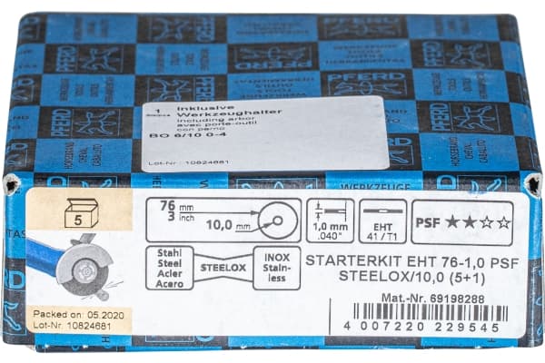 PFERD STARTKIT EHT 76-1,0 PSF STEELOX/10 (5+1) 69198288 Leikkuukiekkosarja 76 mm 10 mm 1 kpl