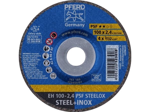 PFERD EH 100-2,4 PSF STEELOX/16,0, Stål, Rostfritt stål, PFERD, 10 cm, 15300 RPM, 25 styck