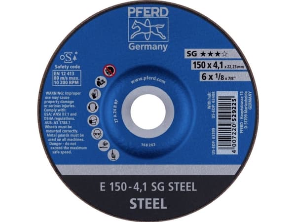 PFERD 69220473 E 150-4,1 SG STEEL Skrubskive forkrøppet 150 mm 22.23 mm 10 stk