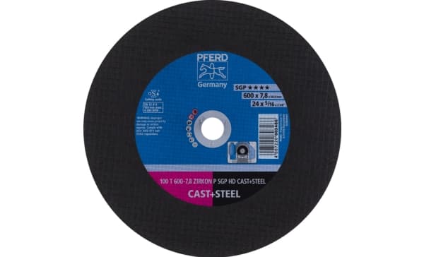 PFERD 100 T 600-7,8 ZIRKON P SGP HD CAST+STEEL/60,0, Stål, Støpejern, PFERD, 6 cm, 60 cm, 3200 RPM, 5 stykker
