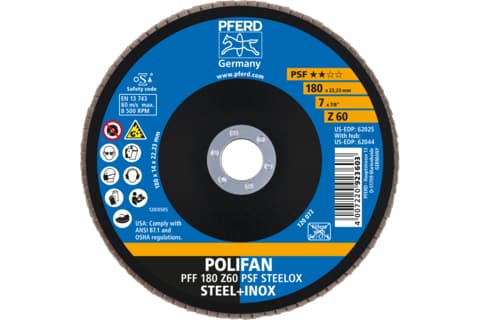PFERD PFF 180 Z 60 PSF STEELOX, Metalli, 8500 rpm, 18 cm, 10 kpl