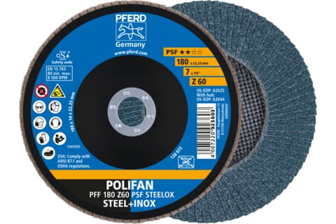 PFERD PFF 180 Z 60 PSF STEELOX, Metalli, 8500 rpm, 18 cm, 10 kpl