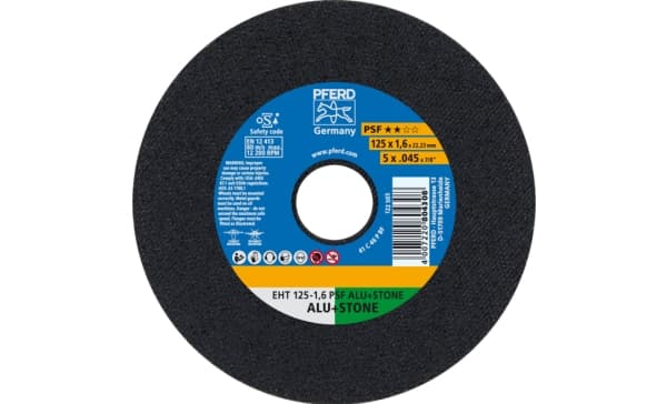 PFERD EHT 125-1,6 PSF ALU+STONE 61819021 Leikkuukiekko suora 125 mm 22,23 mm 25 kpl Alumiini, värimetallit, titaani, titaaniseos, valurauta, kestomuo