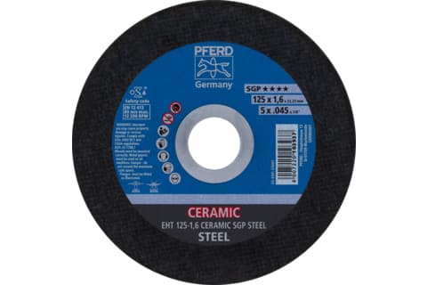 PFERD EHT 125-1,6 CERAMIC SGP STEEL, Terästä, PFERD, 2,22 cm, 12,5 cm, 12200 RPM, 25 kpl