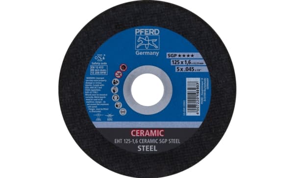 PFERD EHT 125-1,6 CERAMIC SGP STEEL, Terästä, PFERD, 2,22 cm, 12,5 cm, 12200 RPM, 25 kpl