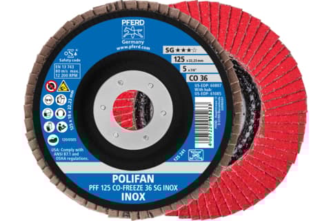 PFERD 67612536, Klaffskive, Nedtrykket senter, Rustfritt stål, Alle merker, 2,22 cm, 12,5 cm