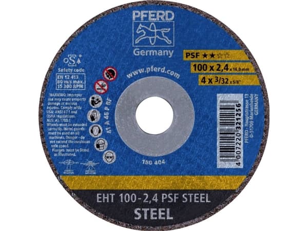PFERD EHT 100-2,4 PSF STEEL/16,0, Stål, PFERD, 1,6 cm, 10 cm, 15300 RPM, 25 styck