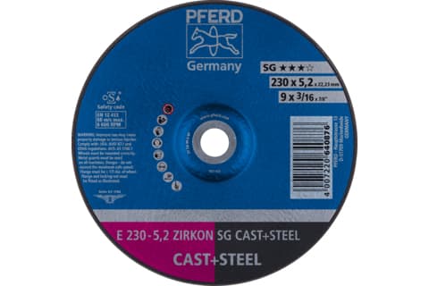 PFERD E 230-5,2 ZIRKON SG CAST+STEEL, Metall, 6600 RPM, 23 cm, 5,2 mm, 10 styck