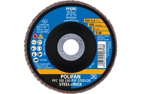 PFERD PFC 100 Z 40 PSF STEELOX/16,0, Metall, 15300 RPM, 10 cm, 10 styck