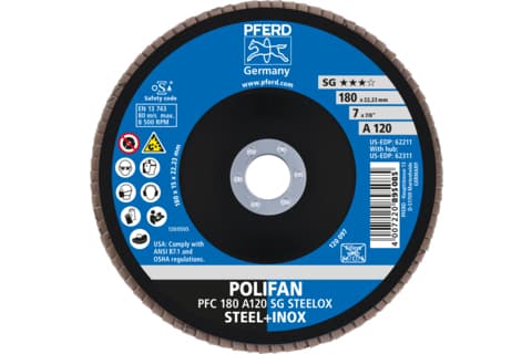 PFERD PFC 180 A 120 SG STEELOX, Metall, 8500 RPM, 18 cm, 10 styck