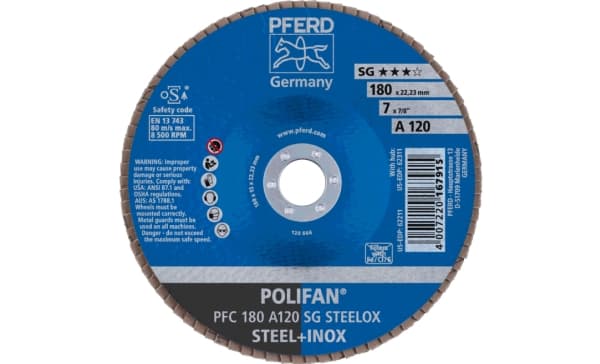 PFERD PFC 180 A 120 SG STEELOX, Metall, 8500 RPM, 18 cm, 10 styck