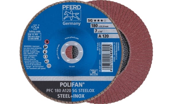 PFERD PFC 180 A 120 SG STEELOX, Metall, 8500 RPM, 18 cm, 10 styck