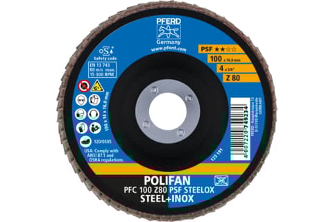 PFERD PFC 100 Z 80 PSF STEELOX/16,0, Metall, 15300 RPM, 10 cm, 10 styck