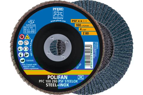 PFERD PFC 100 Z 80 PSF STEELOX/16,0, Metall, 15300 RPM, 10 cm, 10 styck