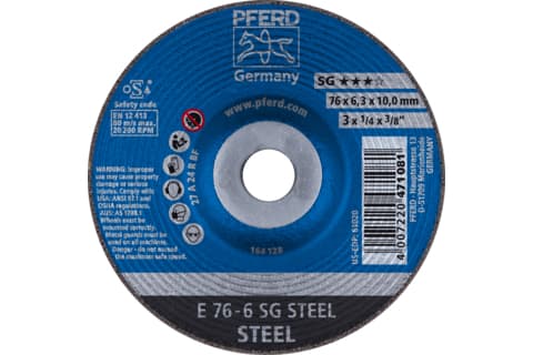 PFERD E 76-6 SG STEEL/10,0, Metall, 20200 RPM, 7,6 cm, 6,3 mm, 10 styck