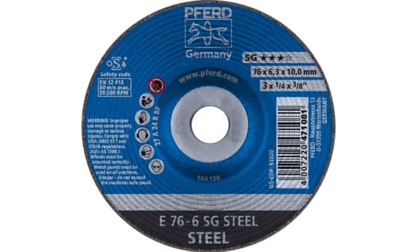 PFERD E 76-6 SG STEEL/10,0, Metall, 20200 RPM, 7,6 cm, 6,3 mm, 10 styck