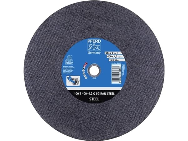 PFERD 100 T 400-4,2 Q SG RAIL STEEL/25,4, Stål, PFERD, 2,54 cm, 40 cm, 4800 RPM, 10 stykker