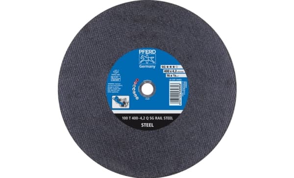 PFERD 100 T 400-4,2 Q SG RAIL STEEL/25,4, Stål, PFERD, 2,54 cm, 40 cm, 4800 RPM, 10 stykker