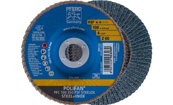 PFERD PFC 100 Z 60 PSF STEELOX/16,0, Metall, 15300 RPM, 10 cm, 10 styck